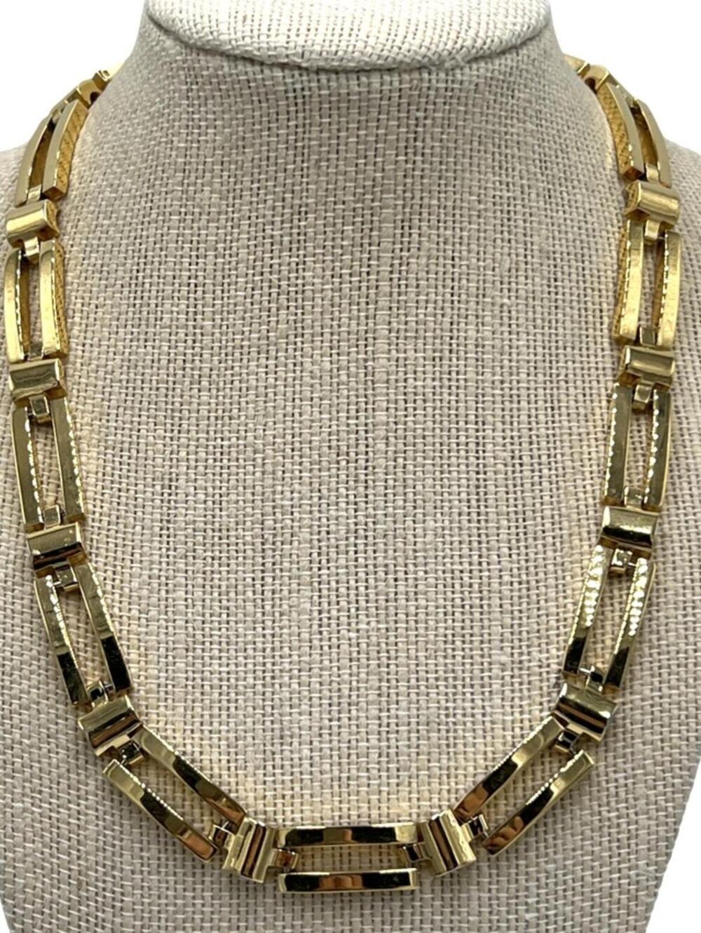 Vintage Napier Goldtone Heavy Geometric Links Necklace